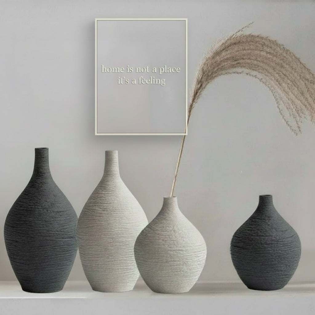 Simple Ceramic Vase Decoration for Home Nordic Luxury Narrow Mouth Flower Pot Living Room Interior Office Desktop Decor Gift
