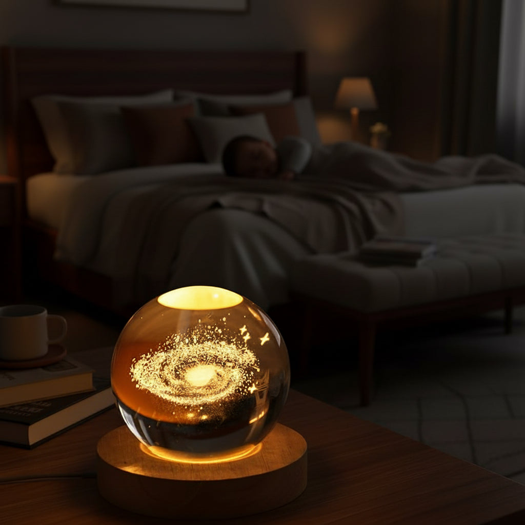 3D Crystal Ball Lamp Laser Engraved Galaxy Planet Moon Saturn LED Night Light Home Decor Valentine'S Day Father'S Day Gift