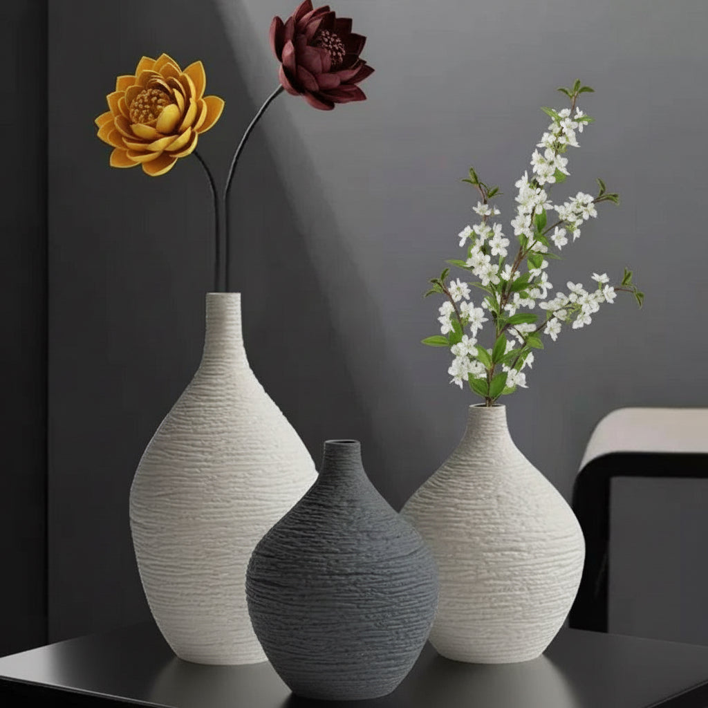 Simple Ceramic Vase Decoration for Home Nordic Luxury Narrow Mouth Flower Pot Living Room Interior Office Desktop Decor Gift