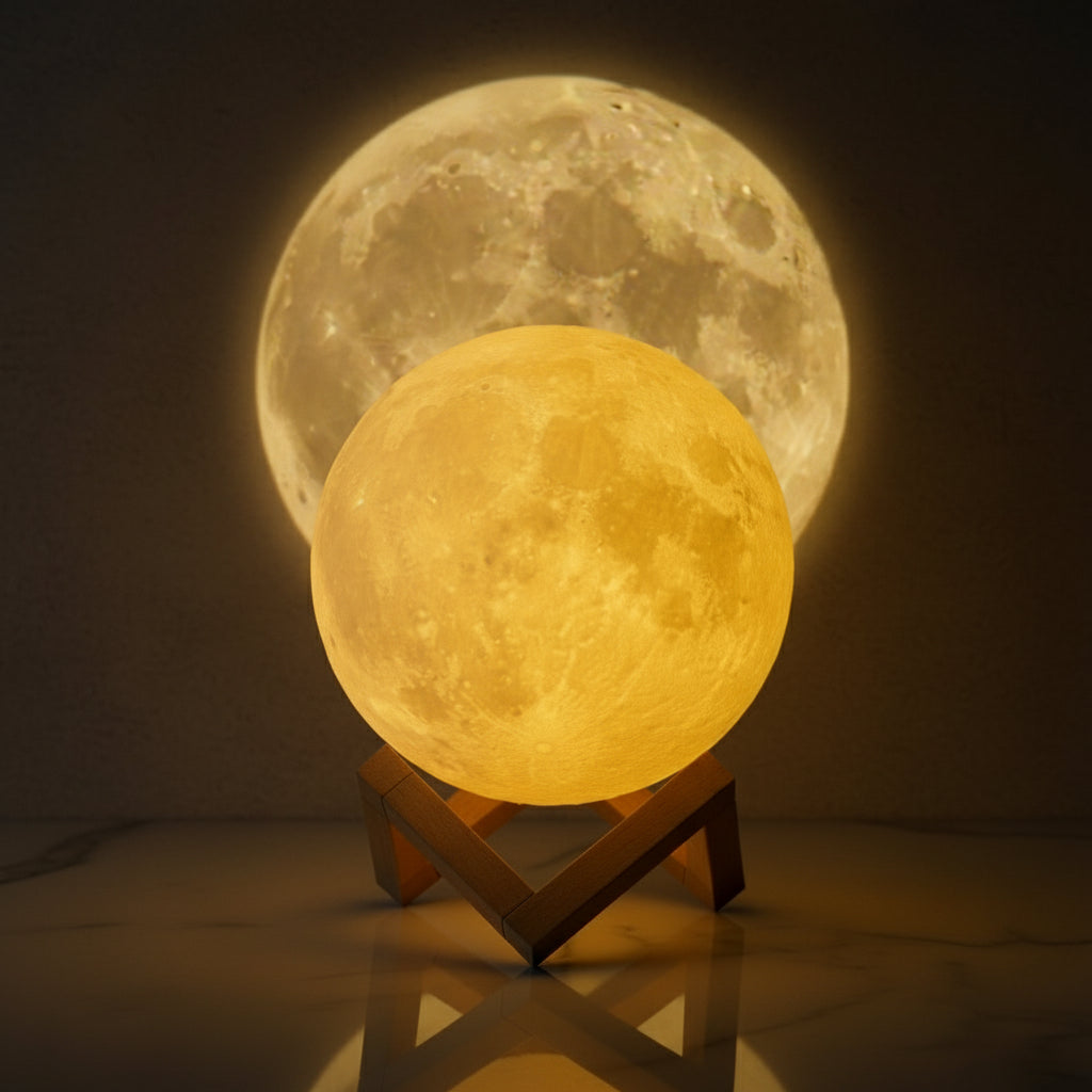 D5 8Cm Moon Lamp LED Night Light Battery Powered with Stand Starry Lamp Bedroom Decor Night Lights Kids Gift Moon Lamp Xmas Gift