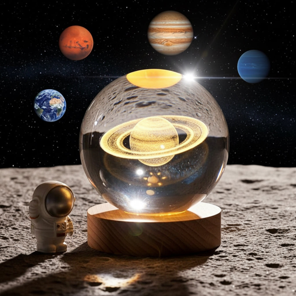 3D Crystal Ball Lamp Laser Engraved Galaxy Planet Moon Saturn LED Night Light Home Decor Valentine'S Day Father'S Day Gift