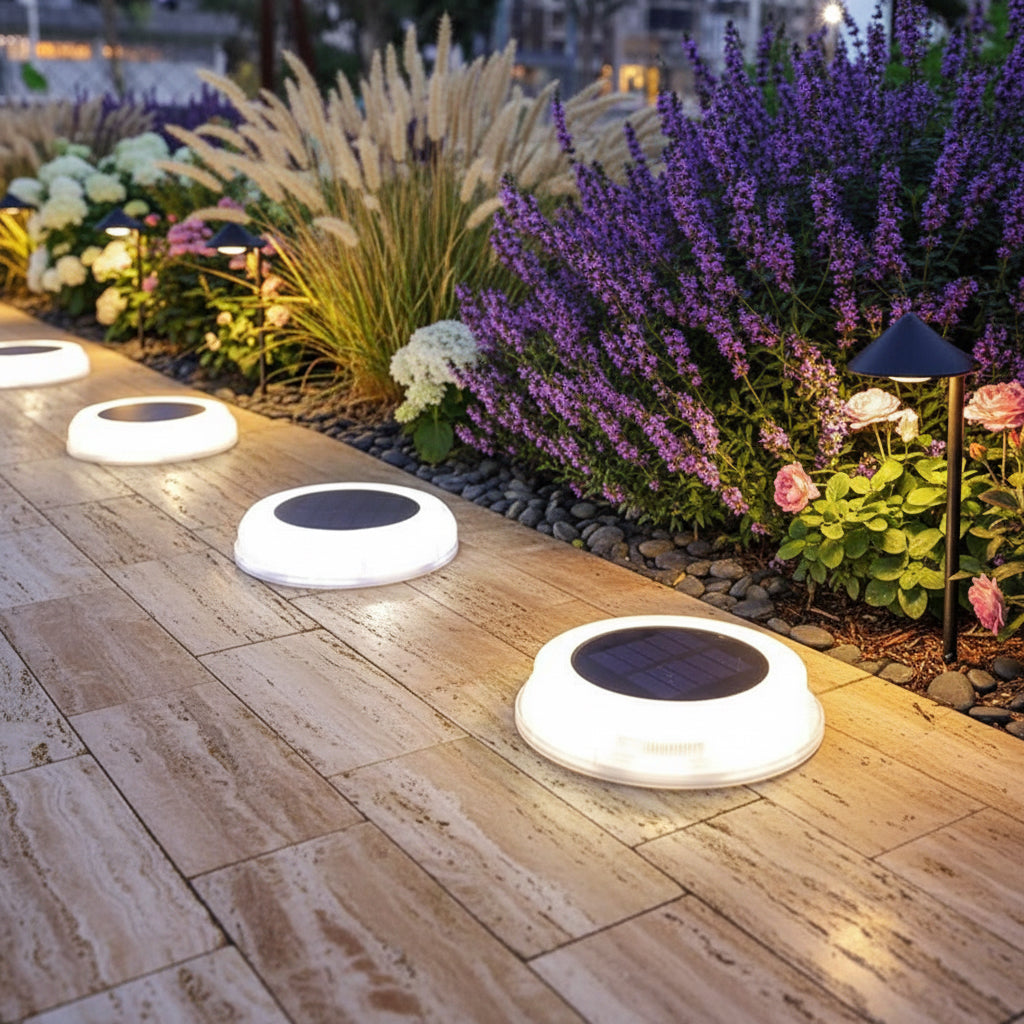 LED Solar Lawn Lights Outdoor Waterproof Solar Powered Buried Street Lamp Garden Villa Decorative Solar Light White Warm