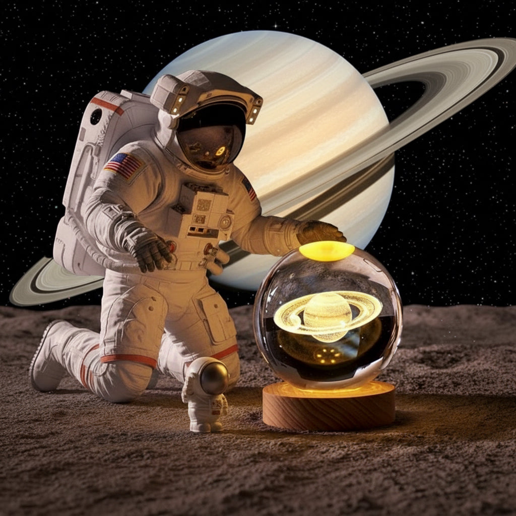 3D Crystal Ball Lamp Laser Engraved Galaxy Planet Moon Saturn LED Night Light Home Decor Valentine'S Day Father'S Day Gift