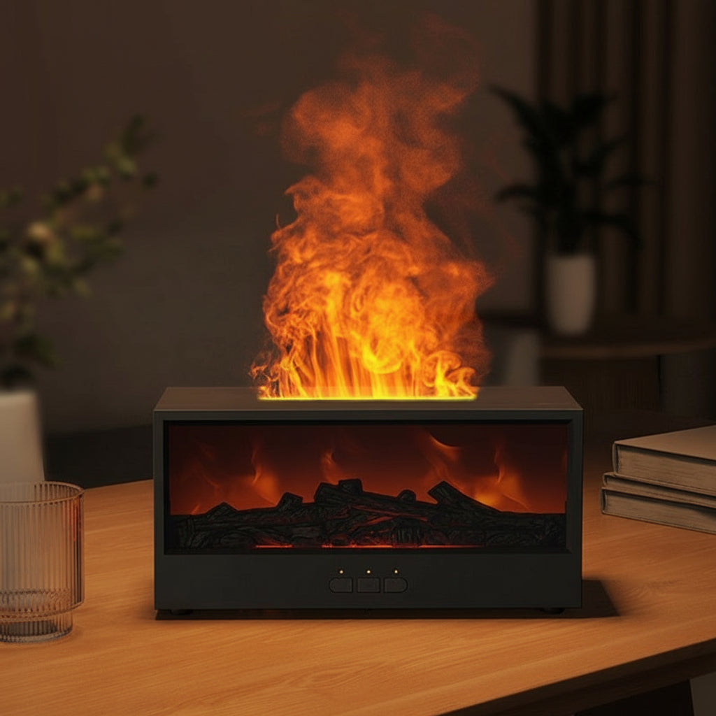 PrimaHome™ Swiss FlameAura – 7-Farb LED Aroma-Feuerlampe