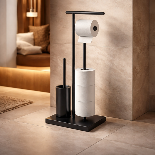 PrimaHome™ EliteStand Premium Toilettenpapierhalter mit Bürste