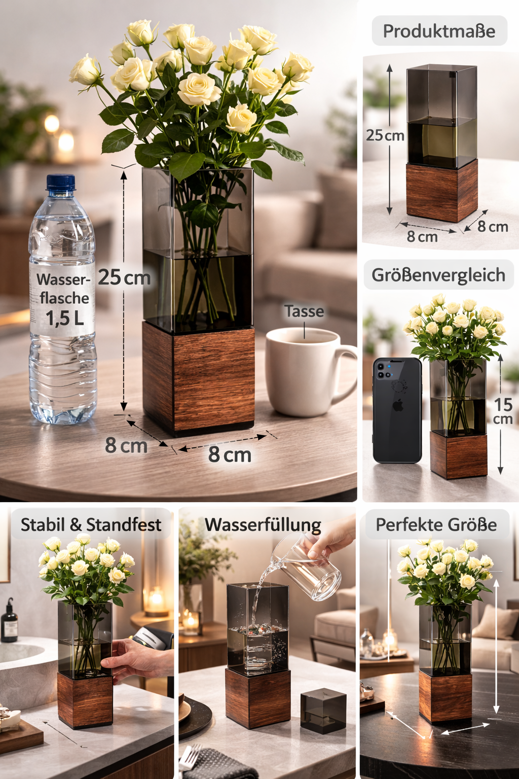 PrimaHome™ EmeraldGlow Premium Glasvase